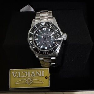 Invicta Silver Watch with Black Dial